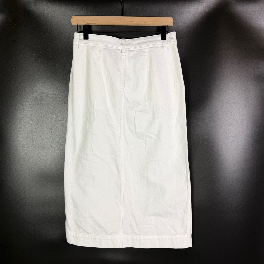 Theory Trouser Skirt Optic White Drape Denim Midi Womens Sz 26 - Picture 9 of 9